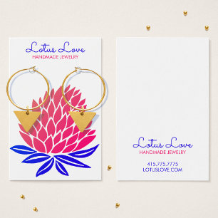 Lotus Flower Earring Necklace Jewelry Visning Card Visitkort