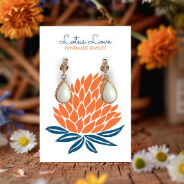 Lotus Flower Earring Necklace Jewelry Visning Card Visitkort