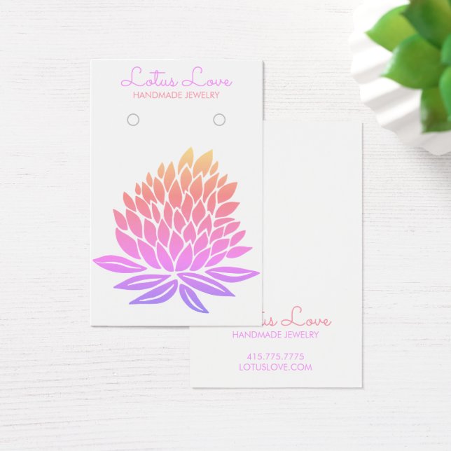 Lotus Flower Earring Necklace Jewelry Visning Card Visitkort (Skivbord)