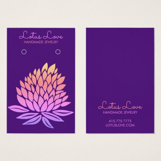Lotus Flower Earring Necklace Jewelry Visning Card Visitkort (Framsida & baksida)