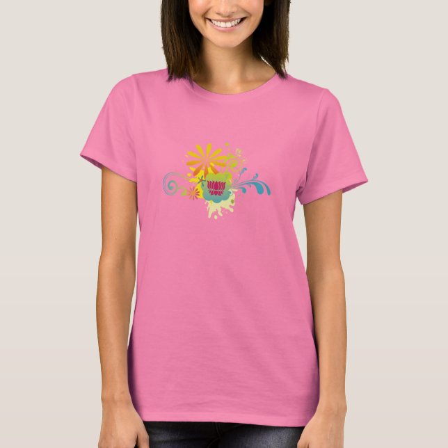 Lotus Flower Färg Burst T-shirt (Framsida)