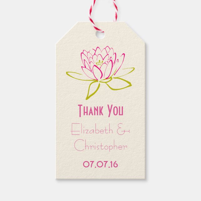 Lotus Flower för Tack Wedding Favor Presentetikett (Framsidan)