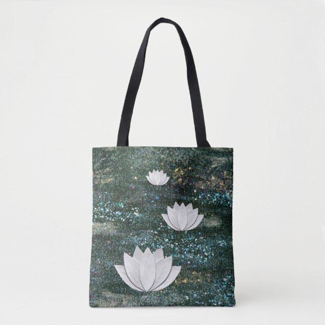 Lotus Flower Galaxy Tote Bag Tygkasse (Framsida)