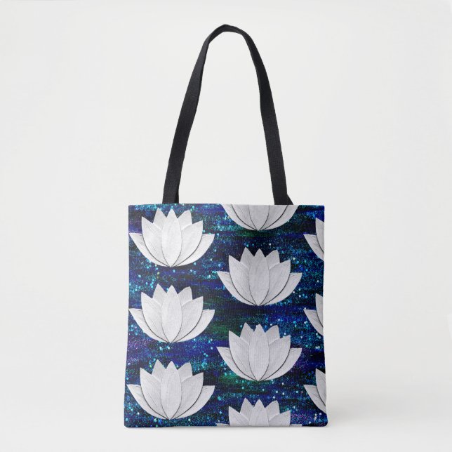 Lotus Flower Galaxy Tote Bag Tygkasse (Framsida)