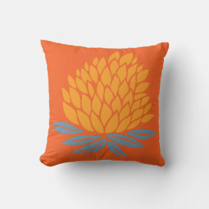 Lotus Flower Guld Blue Orange Kudde