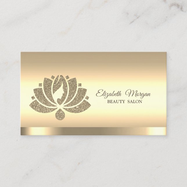 Lotus Flower Guld Glitter Beauty Salon Visitkort (Framsida)