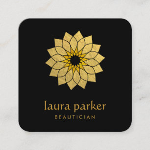 Lotus Flower Guld Logotyp Healing Yoga Holistic Fyrkantigt Visitkort