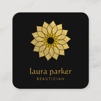 Lotus Flower Guld Logotyp Healing Yoga Holistic Fyrkantigt Visitkort
