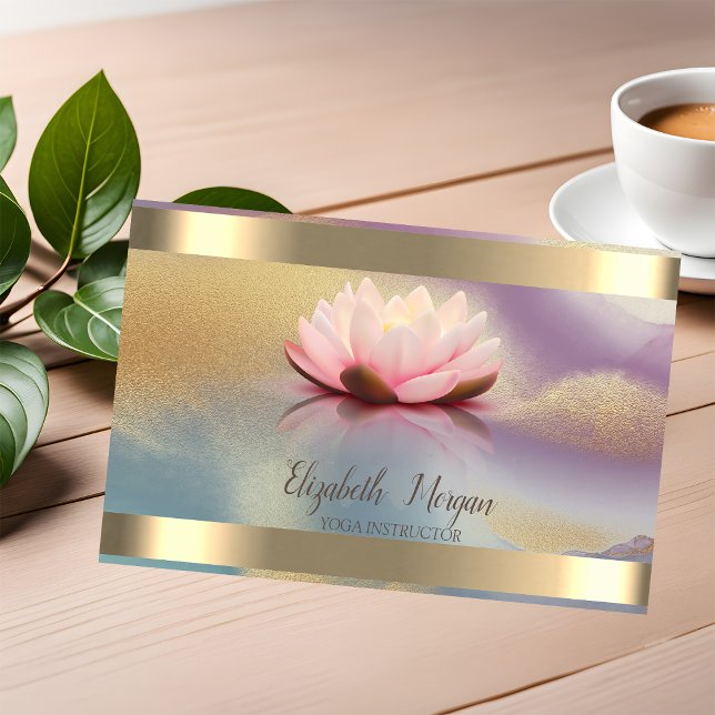 Lotus Flower Guld Rand Colorful Yoga Visitkort (Skapare uppladdad)