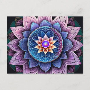 Lotus Flower Helig Geometry Throat Chakra Reiki Vykort