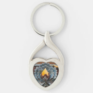 Lotus Flower Hjärtnyckelring Twisted Heart Silverfärgad Nyckelring