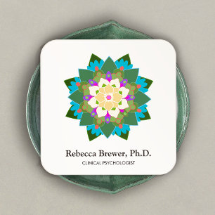 Lotus Flower Holistic Mental Health Healer Fyrkantigt Visitkort