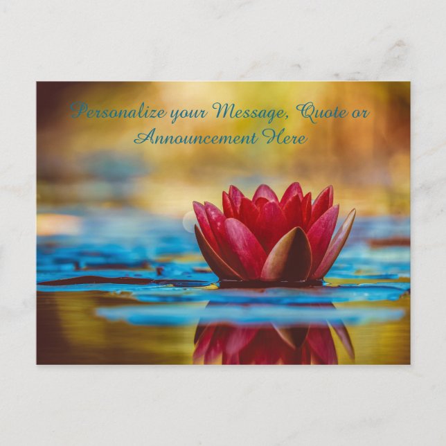 Lotus Flower i Vatten personalize Message, Quote Meddelande Vykort (Framsida)