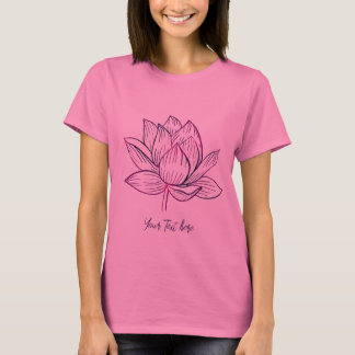 Lotus Flower Illustration Mörk Lila Personlig T Shirt