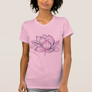 Lotus Flower Illustration Mörk Lila T Shirt