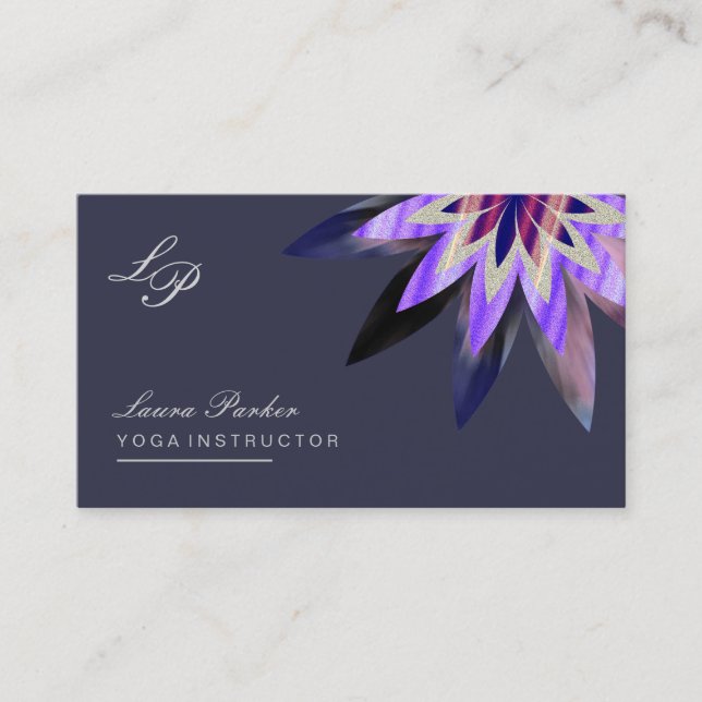 Lotus Flower Lila Logotyp Reparation Therapy Yoga Visitkort (Framsida)