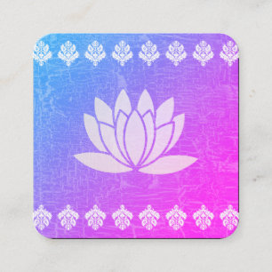 Lotus Flower Lila Marcular Ornate Mönster Fyrkantigt Visitkort