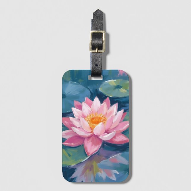 Lotus Flower Lily Pad Watercolor Bagagebricka (Framsida vertikal)