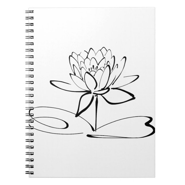 Lotus Flower Line Art Blommar Bloom Petal Anteckningsbok (Framsidan)
