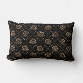 Lotus Flower Luxury mönster - black and guld Lumbarkudde