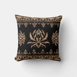 Lotus Flower Luxury ornament - black and guld Kudde