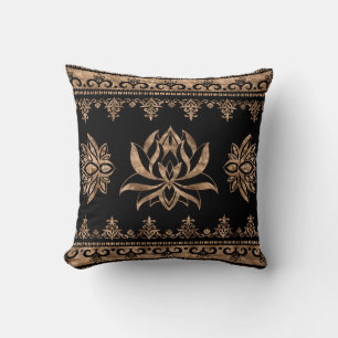 Lotus Flower Luxury ornament - black and guld Kudde
