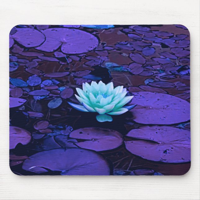 Lotus Flower Magic Lila Blue Turcos Blommigt Musmatta (Framsidan)