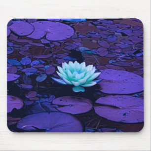 Lotus Flower Magic Lila Blue Turocise Blommigt Musmatta