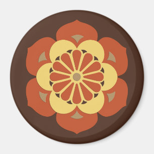 Lotus Flower Mandala, Brown, Rust och Gult Magnet
