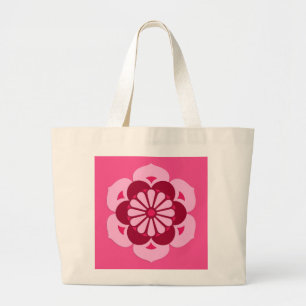 Lotus Flower Mandala, Fuchsia Rosa och Burgundy Jumbo Tygkasse