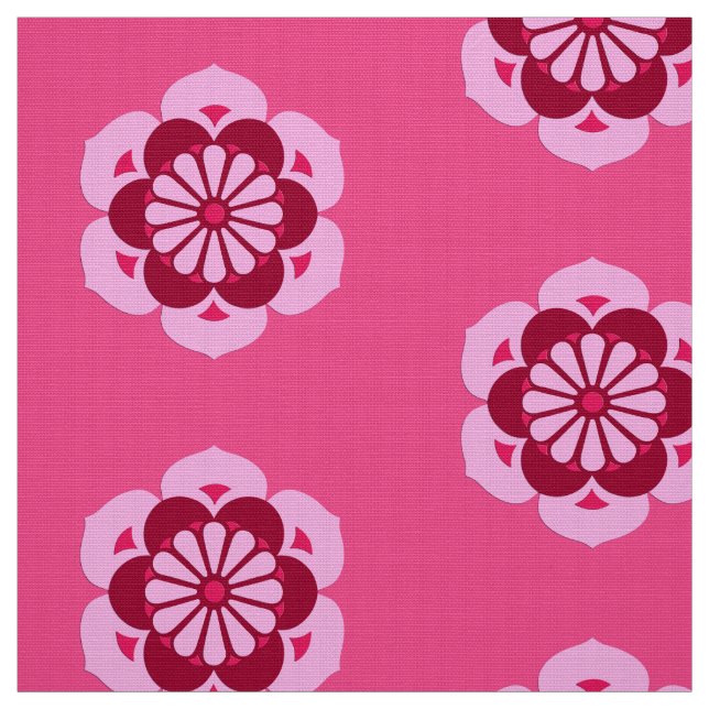 Lotus Flower Mandala, Fuchsia Rosa och Burgundy Tyg (Provkarta)