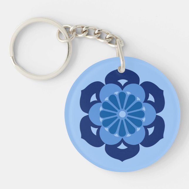 Lotus Flower Mandala, Indigo och Light Blue (Framsidan)