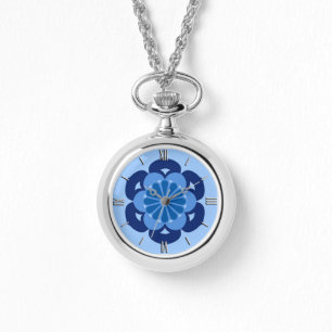 Lotus Flower Mandala, Indigo och Light Blue Armbandsur