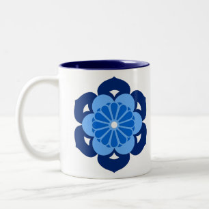 Lotus Flower Mandala, Indigo och Light Blue Två-Tonad Mugg