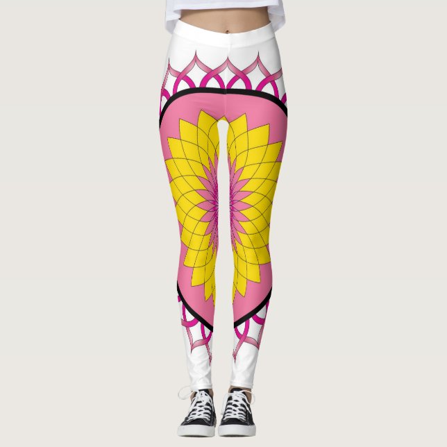 Lotus Flower Mandala Leggings (Framsida)