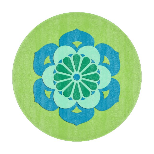 Lotus Flower Mandala, Lime Green och Light Blue (Framsidan)