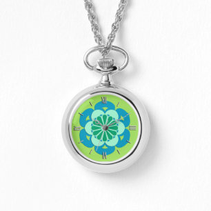 Lotus Flower Mandala, Lime Green och Light Blue Armbandsur