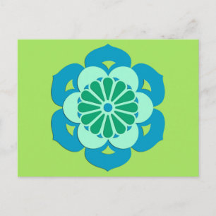 Lotus Flower Mandala, Lime Green och Light Blue Vykort