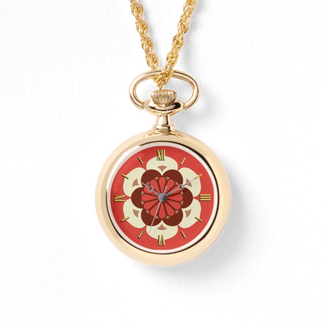 Lotus Flower Mandala, Mandarin Orange Armbandsur (Framsida)