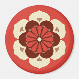 Lotus Flower Mandala, Mandarin Orange Magnet
