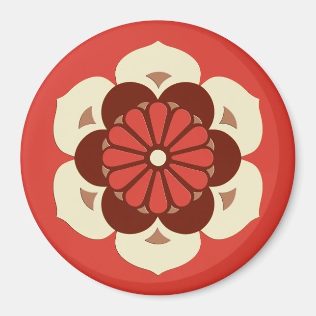 Lotus Flower Mandala, Mandarin Orange Magnet (Framsidan)