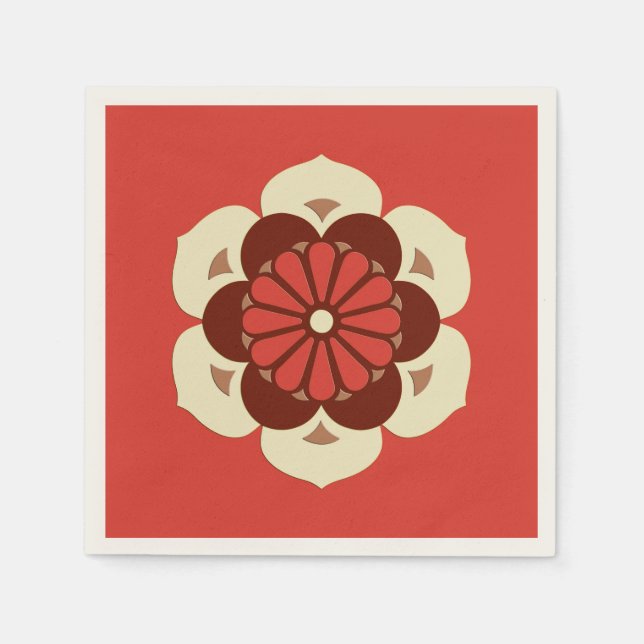 Lotus Flower Mandala, Mandarin Orange Pappersservett (Framsidan)