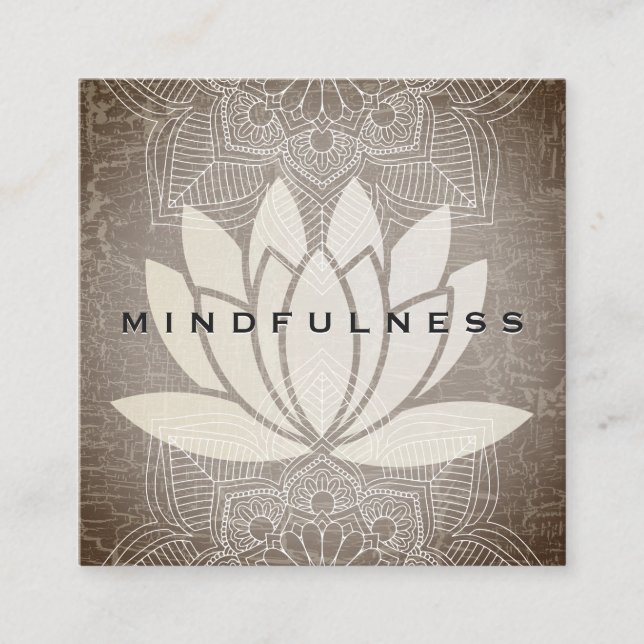 Lotus Flower Mandala Mönster MarLED Struktur Fyrkantigt Visitkort (Framsida)