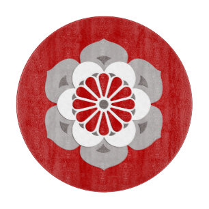 Lotus Flower Mandala, Mörk Red, Grått and White