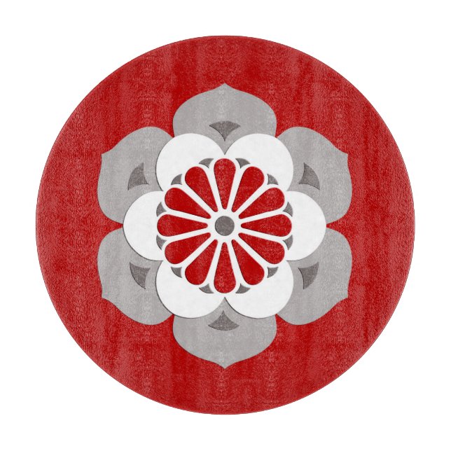 Lotus Flower Mandala, Mörk Red, Grått and White (Framsidan)