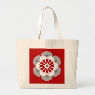 Lotus Flower Mandala, Mörk Red, Grått and White Jumbo Tygkasse