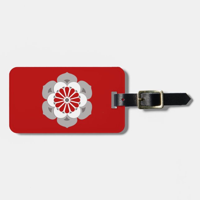 Lotus Flower Mandala, Mörk Red, Grått and White Lu Bagagebricka (Horisontell Framsida)
