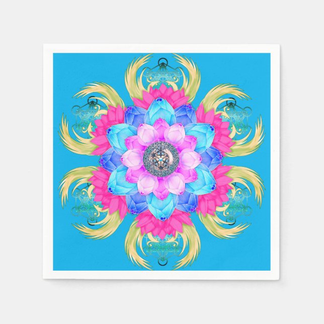 Lotus Flower Mandala Pappra Napkins Pappersservett (Framsidan)