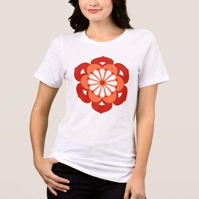 Lotus Flower Mandala, Pastel Orange och Mandarin Tee (Framsida)