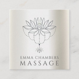 Lotus Flower Massage Therapist Pearlescent Fyrkantigt Visitkort